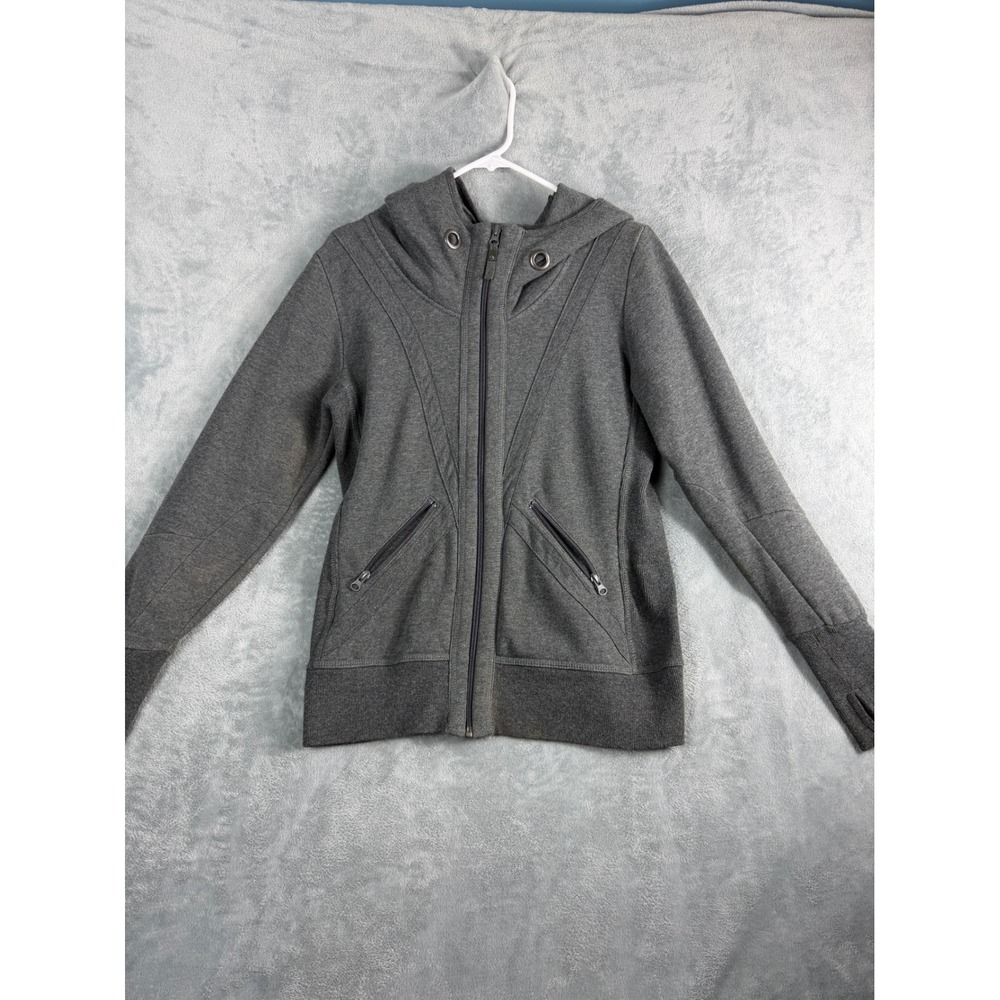MPG Women Medium Gray Hoodie Full Zip Athletic Fitted Fleece Gorpcore Utility